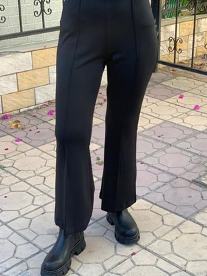 Siyah Önü Dikişi Scuba Pantolon