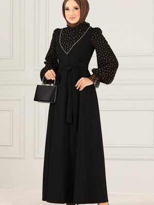 Kuşaklı Tül Elbise Siyah Kuşaklı Tül Elbise Siyah