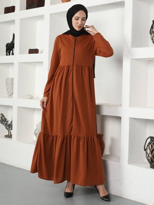 Taba Boydan Fermuarlı Ferace