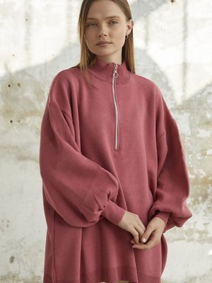 Sara Fermuarlı Triko Tunik Pembe Sara Fermuarlı Triko Tunik Pembe