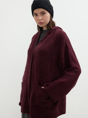 Cozy Kapüşonlu Triko Hırka Mürdüm Cozy Kapüşonlu Triko Hırka Mürdüm