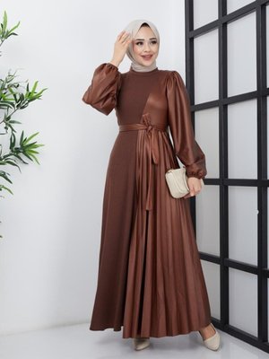 Pilise Detaylı Deri Kombin Elbise Pilise Detaylı Deri Kombin Elbise