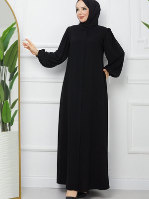 Şık Tasarım Balon Kol Gizli Fermuarlı Yazlık İnce İç Göstermez Trend Rabia Kumaş Ferace Şık Tasarım Balon Kol Gizli Fermuarlı Yazlık İnce İç Göstermez Trend Rabia Kumaş Ferace