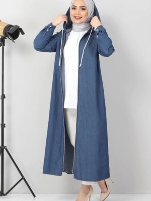 Fermuarlı Kot Kap Koyu Mavi