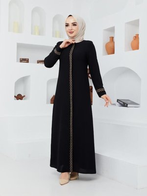 Kol Ve Boydan Taş İşlemeli Şık Kaliteli Zarif Ferace