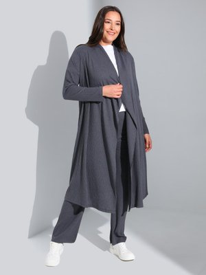 Dökümlü Salaş Büyük Beden Kaşkorse Hırka Antrasit