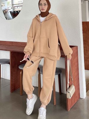 Paça Lastikli Üç İplik Sweat Takım