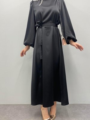 Balon Kol Saten Elbise