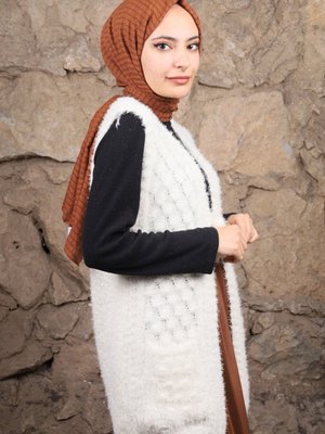 Gelin Yeleği Yumoş Bağcıklı Cepli Krem