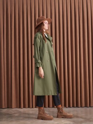 Klasik Trençkot Yeşil