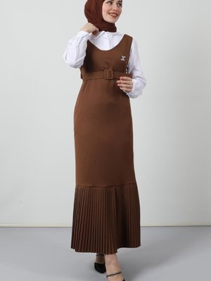 Pileli Kemerli Jile Kahve Pileli Kemerli Jile Kahve