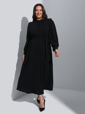 Siyah Hakim Yaka Büyük Beden Aerobin Elbise Siyah Hakim Yaka Büyük Beden Aerobin Elbise
