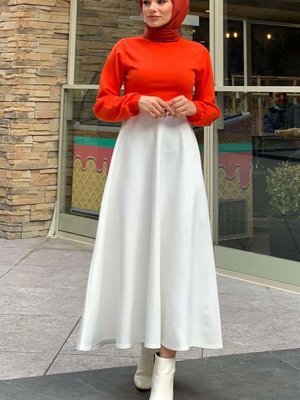 Fermuarlı Uzun Scuba Etek Fermuarlı Uzun Scuba Etek