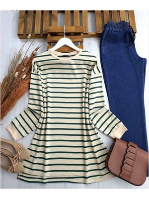 Renkli Çizgili Salaş Tunik