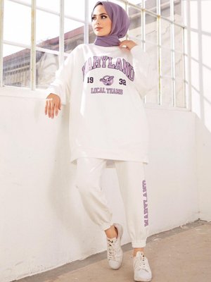 Maryland Pamuklu Oversize Ekru Alt Üst Takım