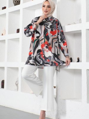Desenli Gömlek Siyah