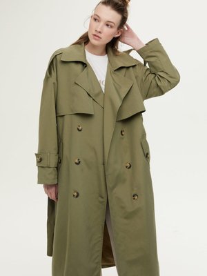 Düğmeli Kruvaze Trençkot Haki Düğmeli Kruvaze Trençkot Haki
