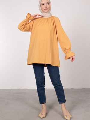 Oversize Kesim Manşet Detaylı Tunik Kavun Içi Oversize Kesim Manşet Detaylı Tunik Kavun Içi