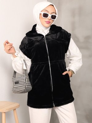 Siyah Peluş Yelek Siyah Peluş Yelek