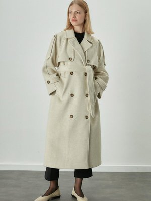 Premıum Kaşe Trenç Kaban Bej