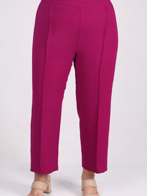 Büyük Beden Airobin Bol Paça Pantolon Mürdüm