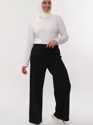 Büyük Beden Bol Paça Esnek Kaşkorse Pantolon