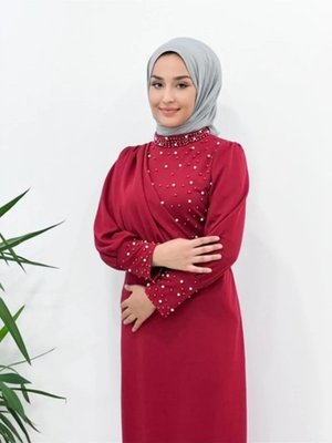 İnci Detaylı Abiye Elbise İnci Detaylı Abiye Elbise