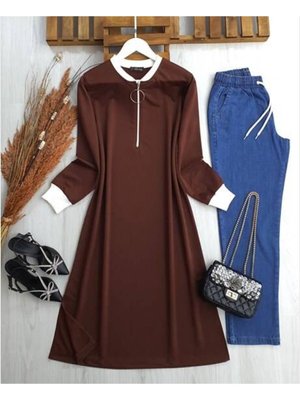 Yaka Ve Kol Ribanalı Tam Boy Tunik