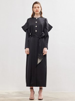 Siyah Roma Satin Abaya