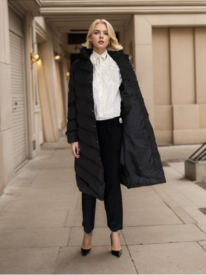 Siyah Kapuşonlu Şişme Mont Siyah Kapuşonlu Şişme Mont