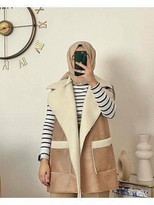 Esra Aksin Kürklü Suni Deri Yelek