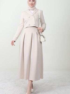 Crop Ceketli Skuba Takım Taş