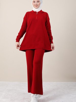 Dolunay Triko Takım Koyu Kırmızı