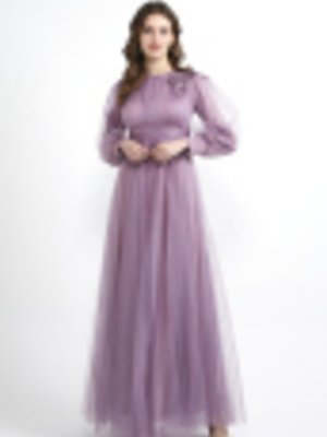 Omuzları Çiçekli Tül Elbise Model Lila Omuzları Çiçekli Tül Elbise Model Lila