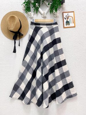 Ekose Detaylı Kaşe Etek