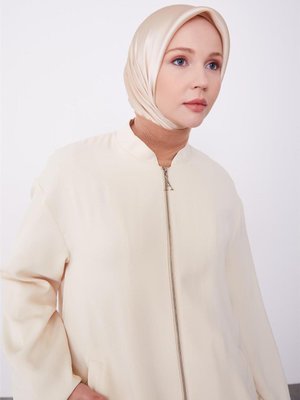 Astarı Renkli Bomber Ceket Fildişi Astarı Renkli Bomber Ceket Fildişi