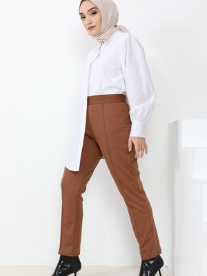 Sahre Dar Paça Pantolon Kahve