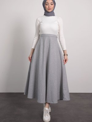 Kaşe Kumaş Etek Gri