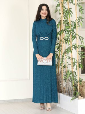 Petrol Sude Abiye Elbise