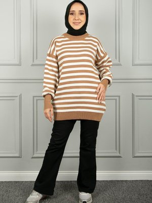 Bisküvi Çizgili Tunik