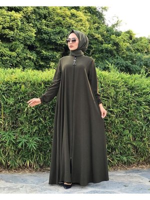 Giyim Krep Kumaş Mevlana Ferace Haki Yeşil