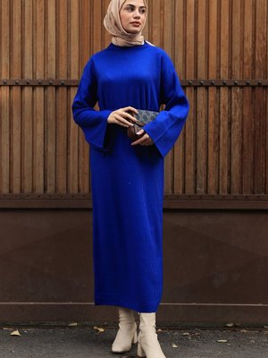 Hansy Saks Mavisi Triko Elbise