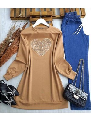 Kalp Gofre Baskılı Tunik