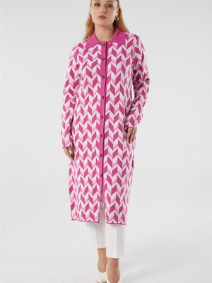 Polo Yaka Fuşya Rayon Hırka Polo Yaka Fuşya Rayon Hırka