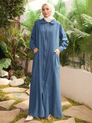 Koyu Mavi Büyük Beden Ferace