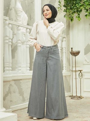 Denim Pantolon Etek Gri