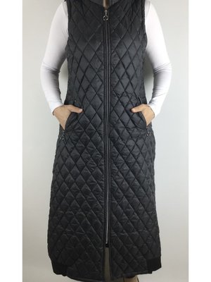 Uzun Kapitone Cepleri Fermuarlı Yelek Uzun Kapitone Cepleri Fermuarlı Yelek