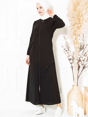 Kaydırak Kuş Gözlü Siyah Ferace