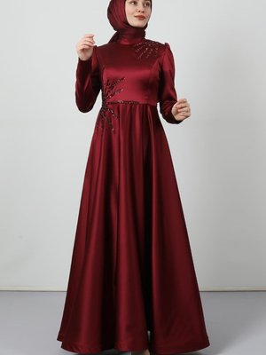 Etek Ucu Tarlatanlı Abiye Elbise Bordo Etek Ucu Tarlatanlı Abiye Elbise Bordo