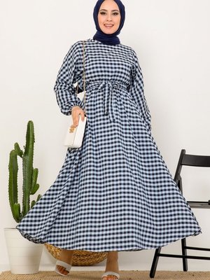 Kuşaklı Yarasa Kol Elbise Bebe Mavisi Kuşaklı Yarasa Kol Elbise Bebe Mavisi